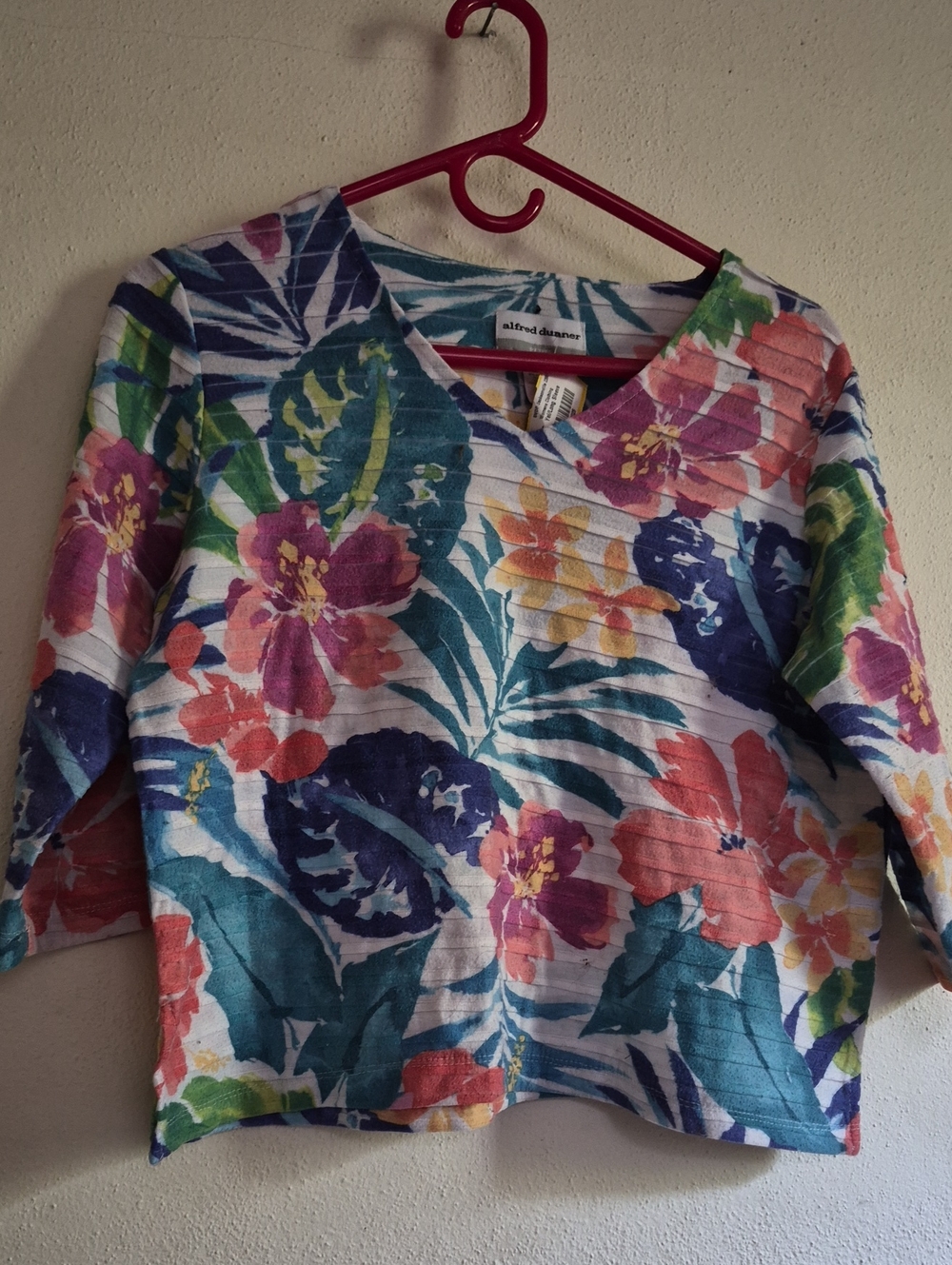 Alfred Dunner Calypso Tropical Print V-Neck Blouse Sz Pl
